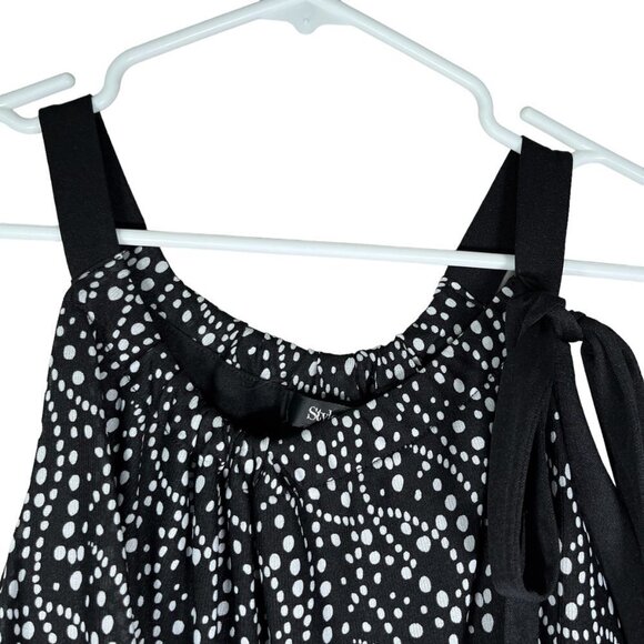 Style & Co Womens Tiered Top Size S Black Polka Dot Retro Party Going Out Date - Picture 3 of 10